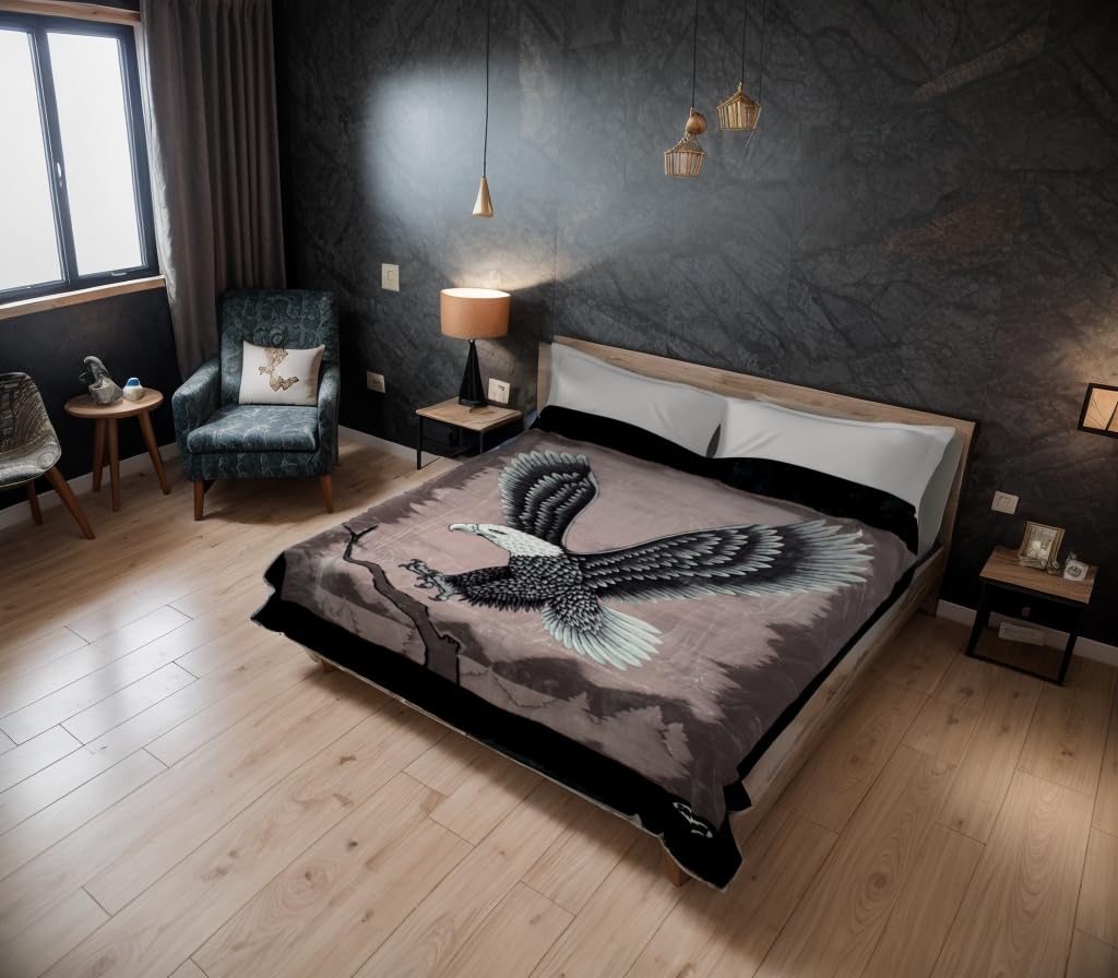 SOLARON Korean Super Thick Mink Blanket Twin Size 63 x 87 Black Eagle BM118