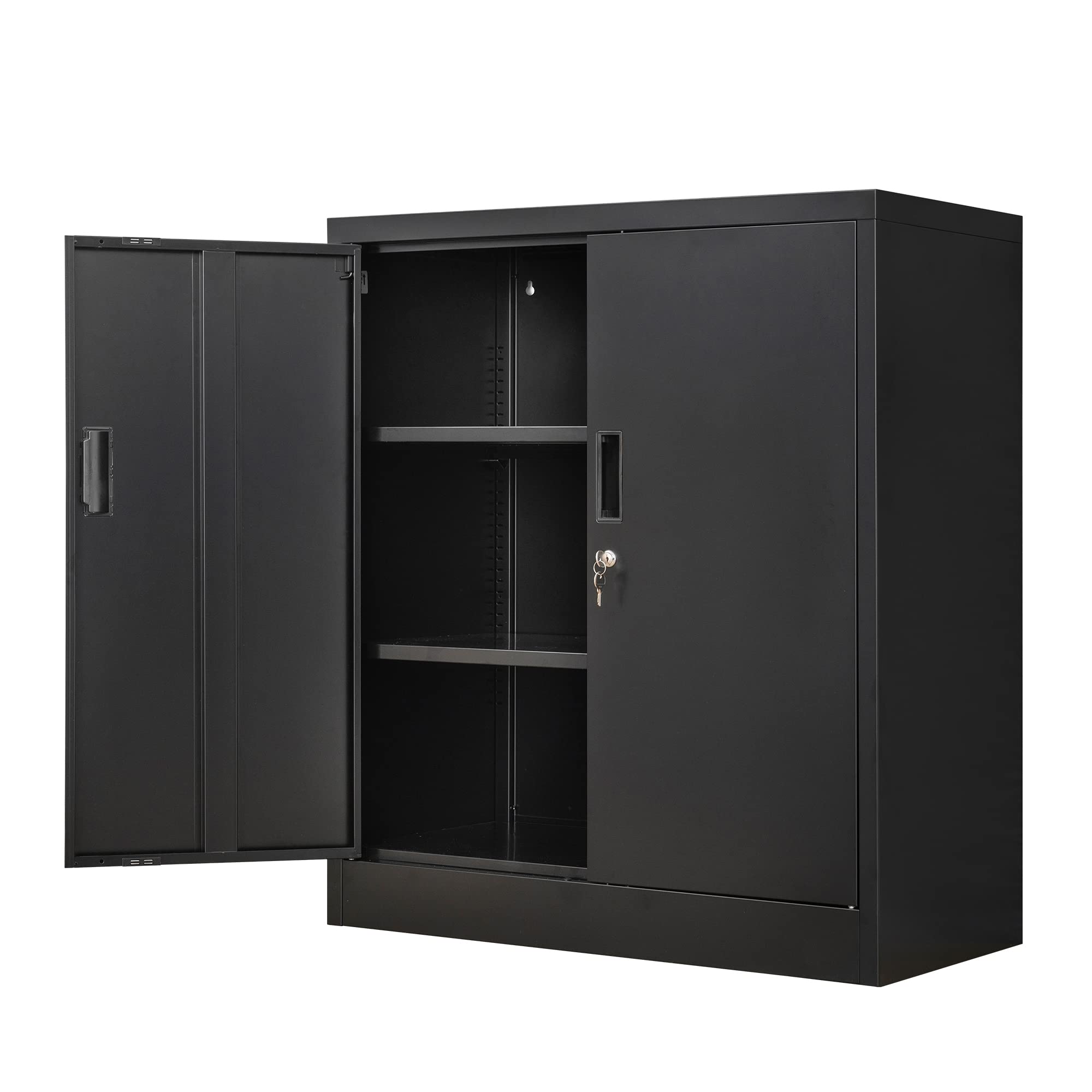 Wanfu Metal Storage Cabinet, Locking Storage Cabinet with Adjustable Shelves, 36.2 H Steel Cabinet for Garage, Home, Office, Uti