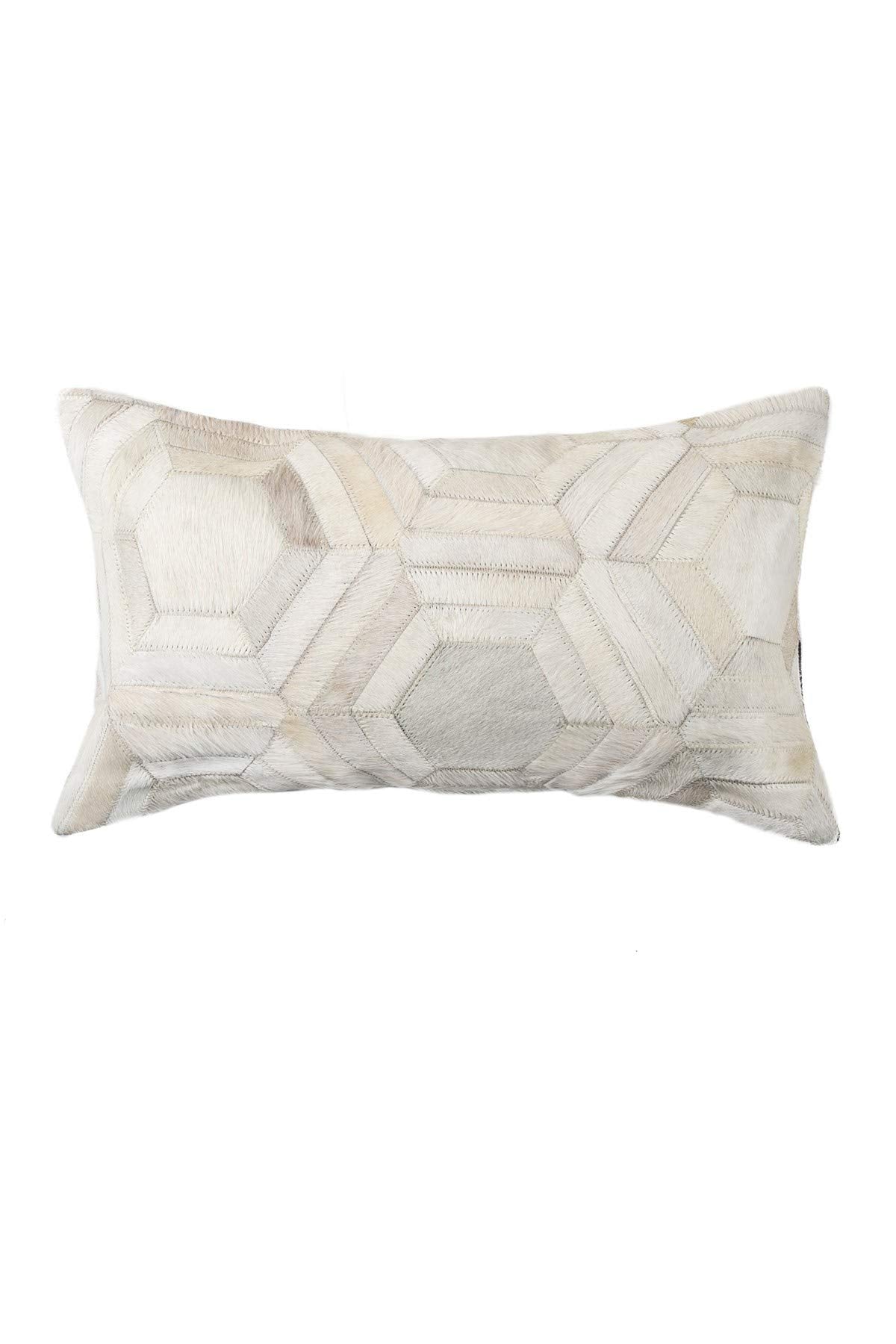 HomeRoots Kitchen 12 x 20 x 5 Hand Tufted Pillow with Hidden Zipper Closure - White