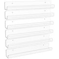 upsimples 6 Pack Clear Acrylic Shelves, 12 Nursery Book Shelves for Wall, Floating Bookshelf for Kids Baby, Vinyl Display, Recor