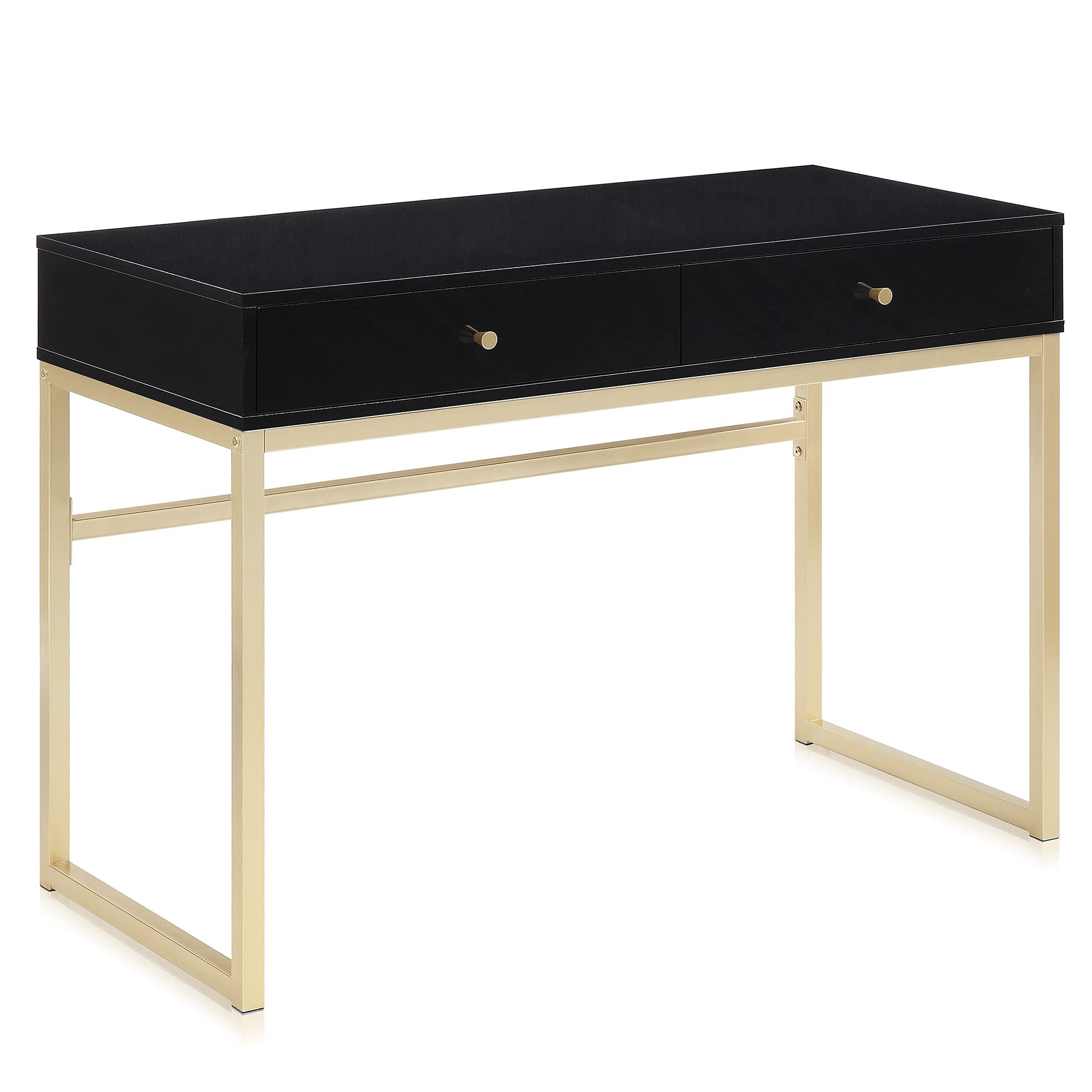 BELLEZE Modern 42 Inch Makeup Vanity Dressing Table or Home Office Computer Laptop Writing Desk with Two Storage Drawers, Wood T