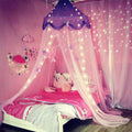 Nattey Bed Canopy with Lights,Bed Canopy for Girls Canopy Bed Curtains Girls Bedroom Decor for Twin to King Size Bed (Purple and
