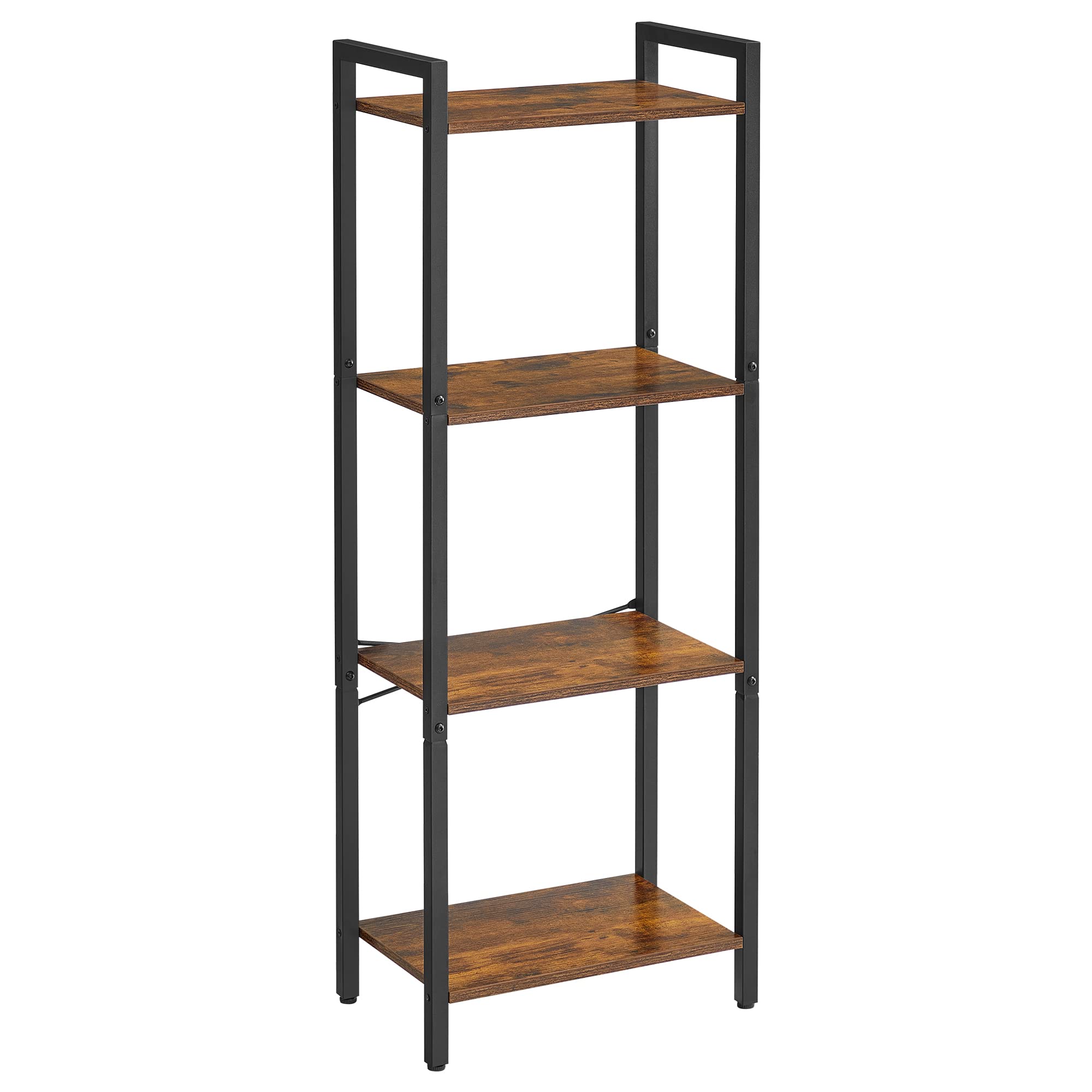 VASAGLE 4-Tier Tall Bookshelf, Narrow Bookcase with Steel Frame, Skinny Book Shelf for Living Room, Home Office, Study, 9.4 x 15