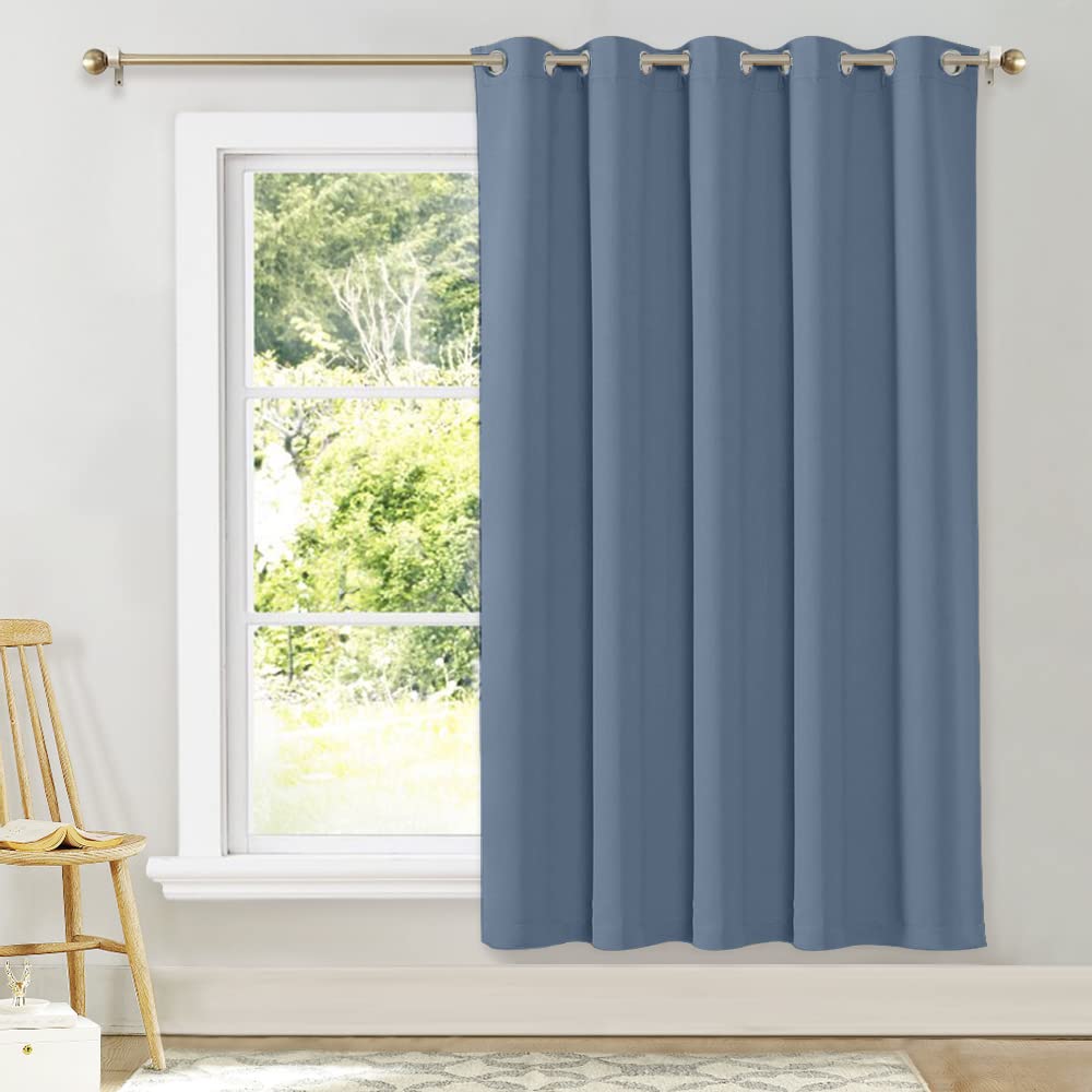 NICETOWN Bedroom Window Blackout Curtain Panel - Thermal Insulated Blackout Drape/Drapery for Loft, Guestroom (Stone Blue, 1 Pan