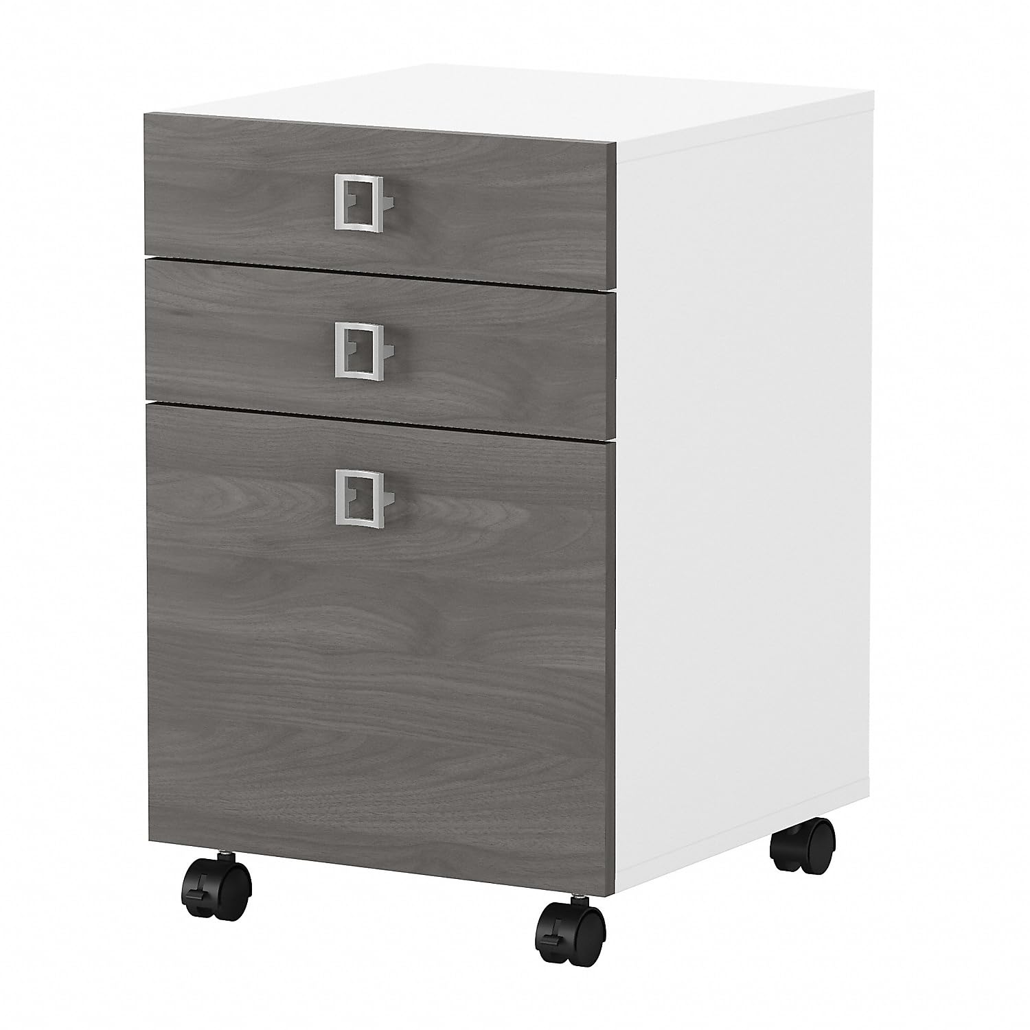 Bush Business Furniture Echo 3 Drawer Mobile File Cabinet in Pure White and Modern Gray