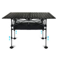 LEADALLWAY Adjustable Height Aluminum Camping Table Folding Portable Outdoor Table with Large Storage Organizer and Carrying Bag
