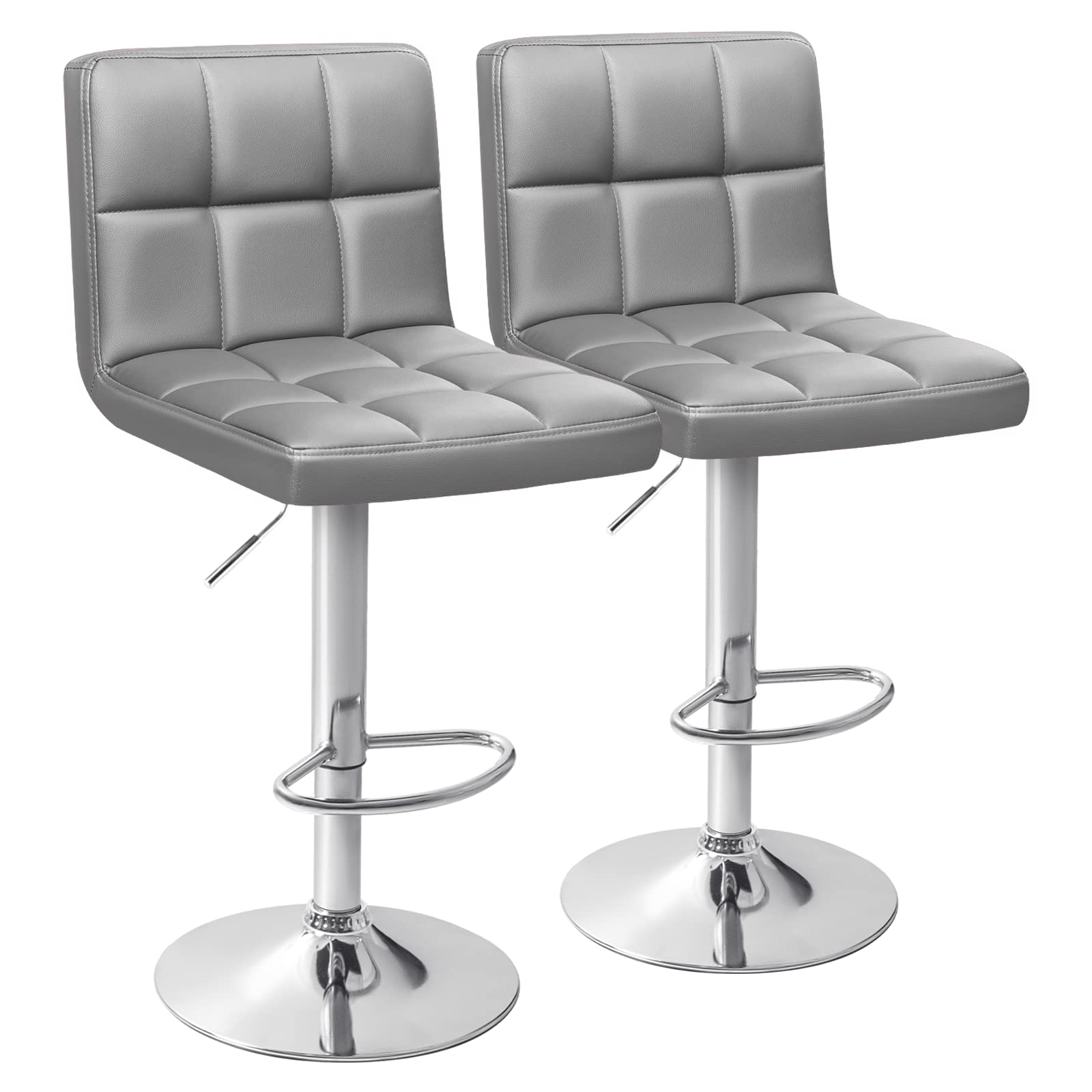 Homall Bar Stools Modern PU Leather Adjustable Swivel Barstools, Armless Hydraulic Kitchen Counter Bar Stool Extra Height Square