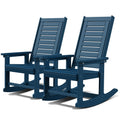 GREENVINES Outdoor Rocking Chairs | Set of 2 | Porch Rocker | HDPE Plastic | Blue | Oversized Rockers | High Back | Big & Tall |