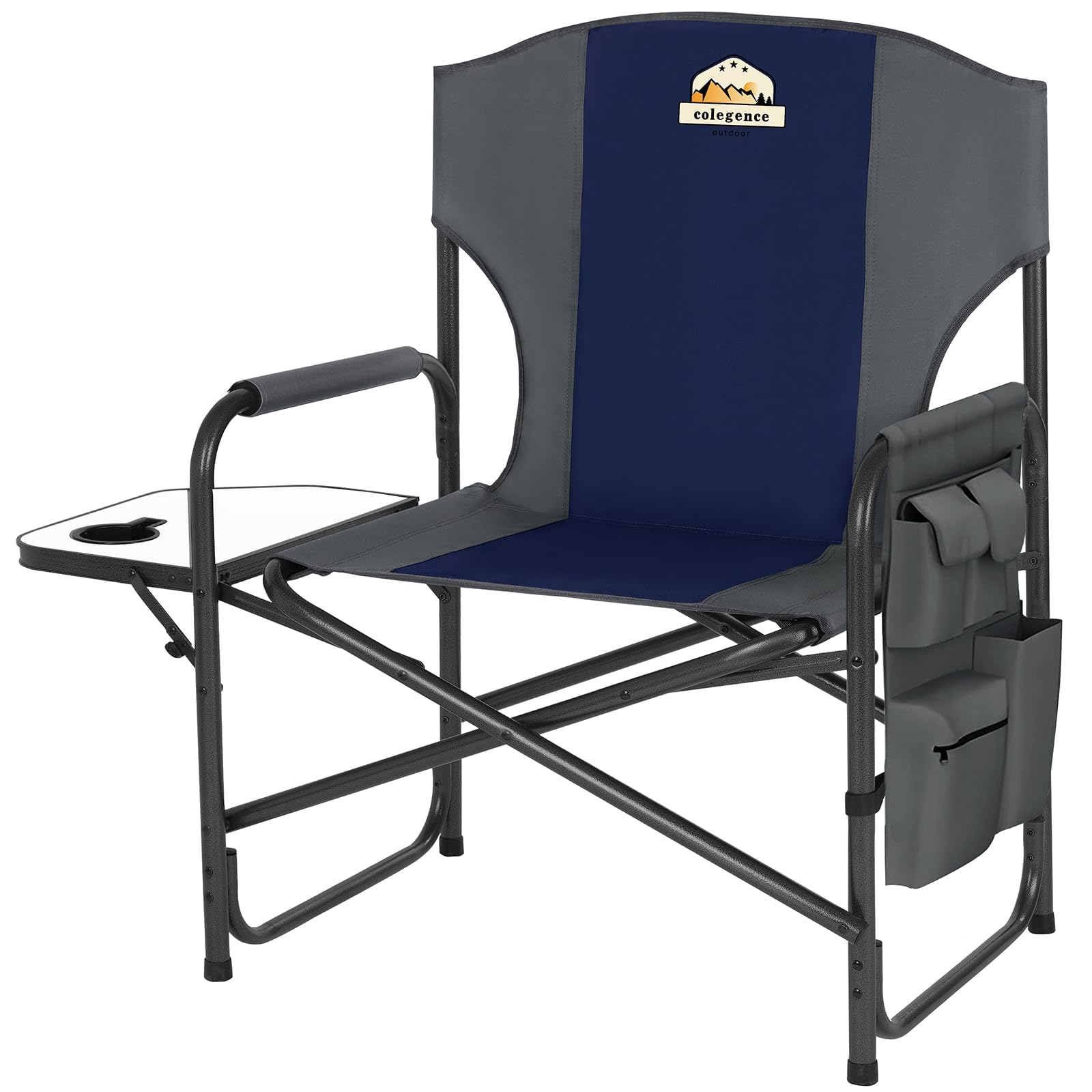 Colegence Oversized Directors Camping Chair Support 600 LBS, Heavy Duty Folding Outdoor Chairs with Detachable Side Pocket and A