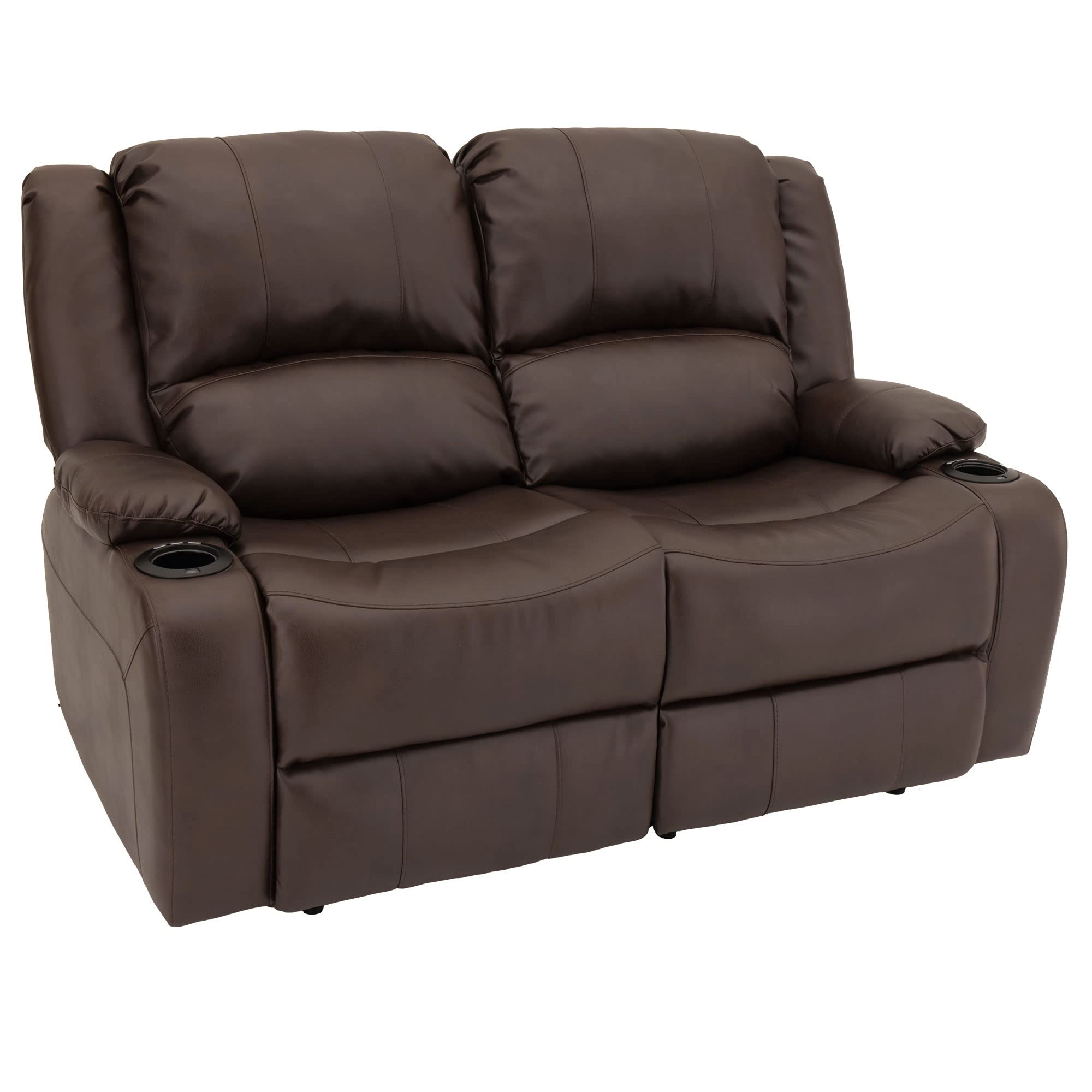 RecPro charles 58 Powered Double RV Wall Hugger Recliner Sofa RV Loveseat (chestnut)