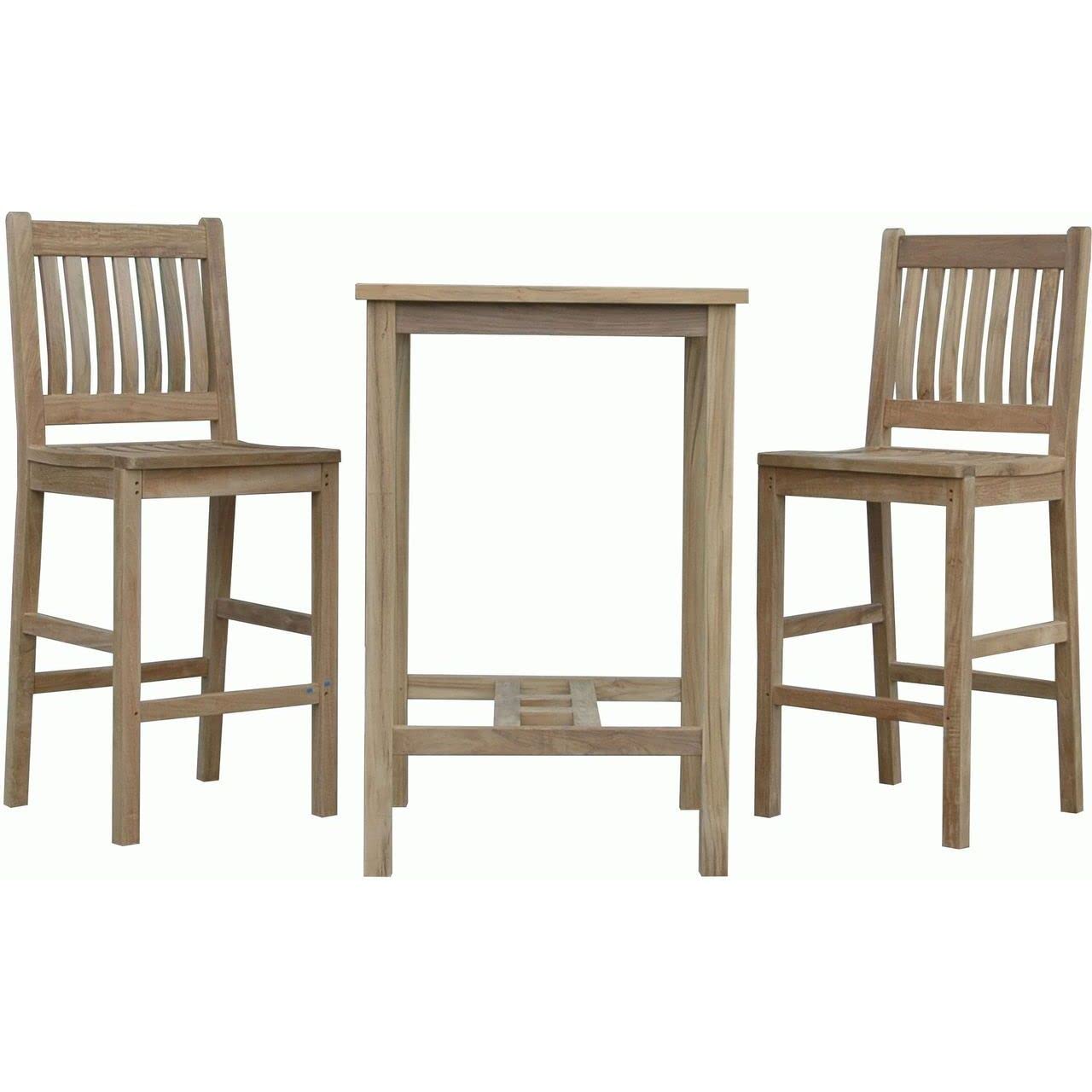 Anderson Teak Avalon 27 in. Square Bar Table & 2 Avalon Bar Stool