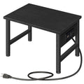 HOOBRO Printer Stand for Desk, Desktop Printer Stand with Charging Station, Small Printer Table with Storage Hook, Under Desk Pr