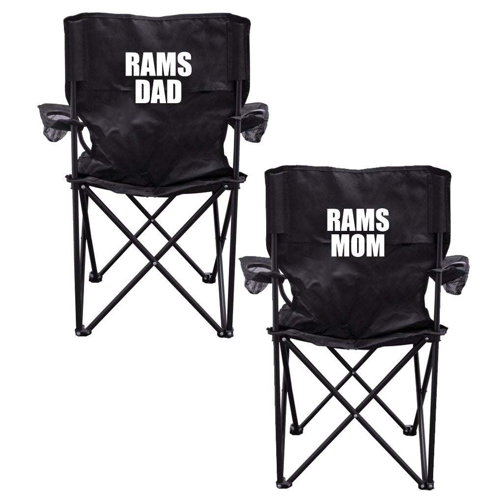 VictoryStore Outdoor Camping Chair - Rams Parents 2 Black Folding Camping Chair Set of 2 with Carry Bags