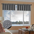 XTMYI Slate Grey Valances for Sliding Glass Door/Kitchen 2 Pack Set Rod Pocket Waterproof Gray Valance for Windows Living Room B