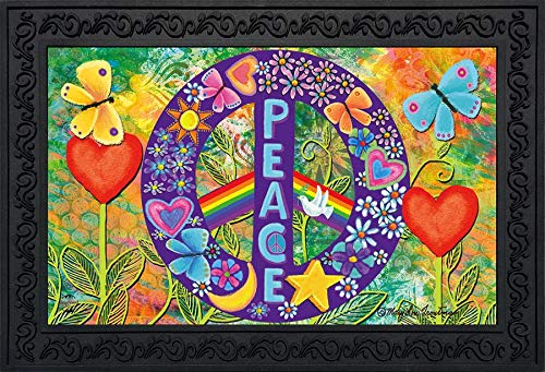 Briarwood Lane Peace Floral Doormat Everyday Indoor Outdoor 30 x 18