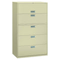 HON 695LL 600 Series Five-Drawer Lateral File, 42w x 19-1/4d, Putty