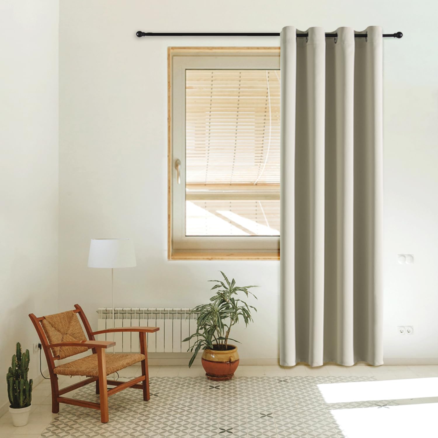 ChrisDowa Grommet Blackout Curtains for Bedroom - Thermal Insulated Room Darkening Curtains for Living Room (1 Panel Set, Beige,