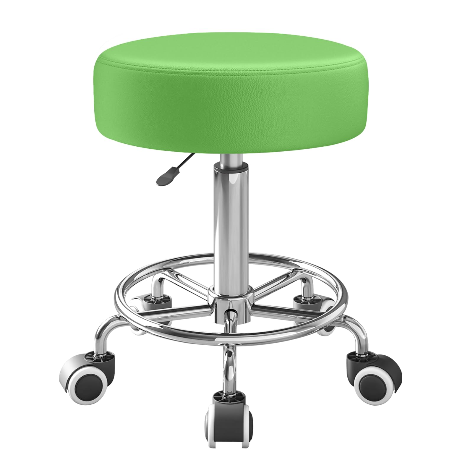 Rolling Stool, Heavy Weight Capacity 250lb, PU Leather Rolling stools, Ultra Soft Padded Seat, Rolling Stools with Wheels and Fo