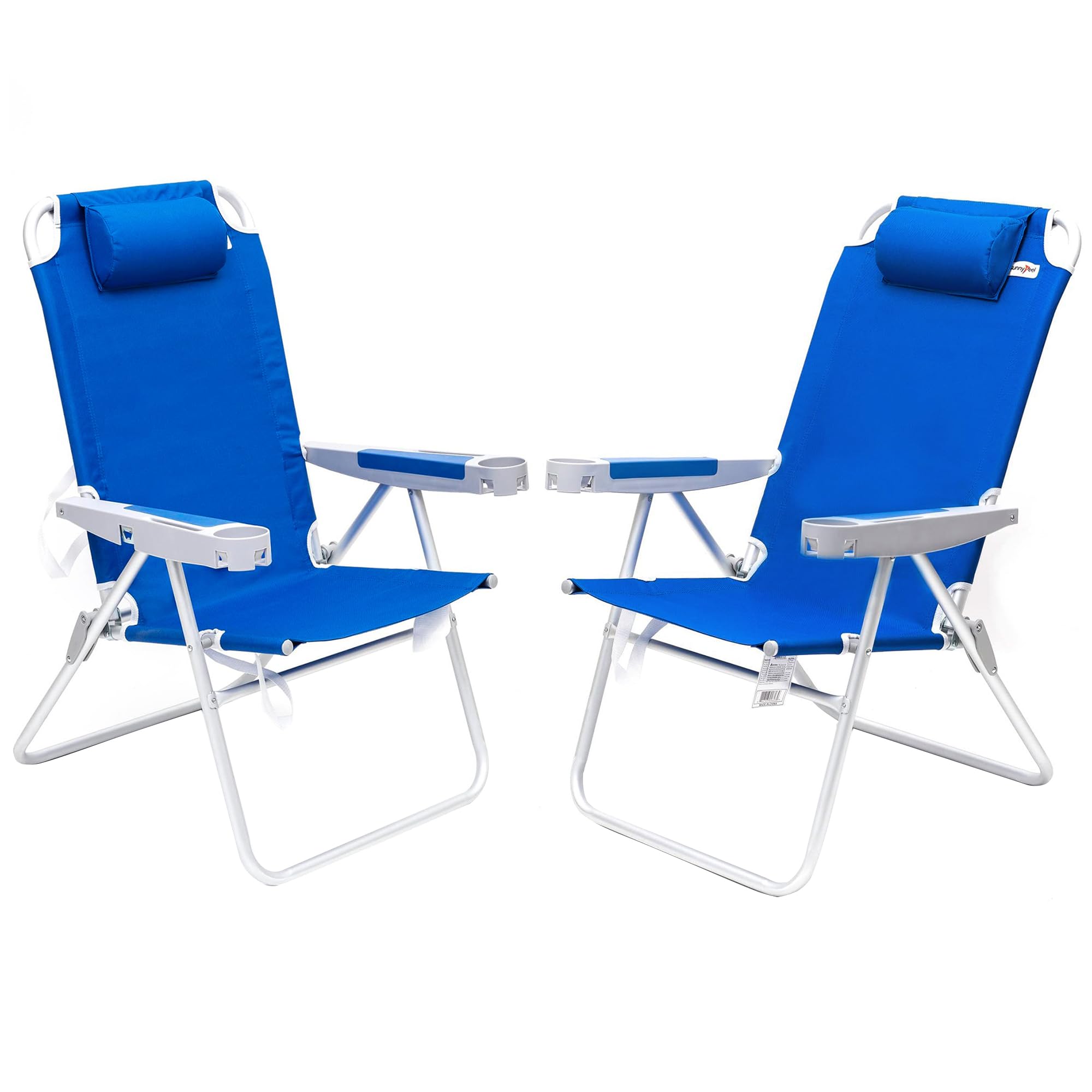 SUNNYFEEL 17 Tall Oversized Beach Chairs 2 Pack for Adults Heavy Duty 500 LBS, 5 Position, Portable High Folding Camping Chair w