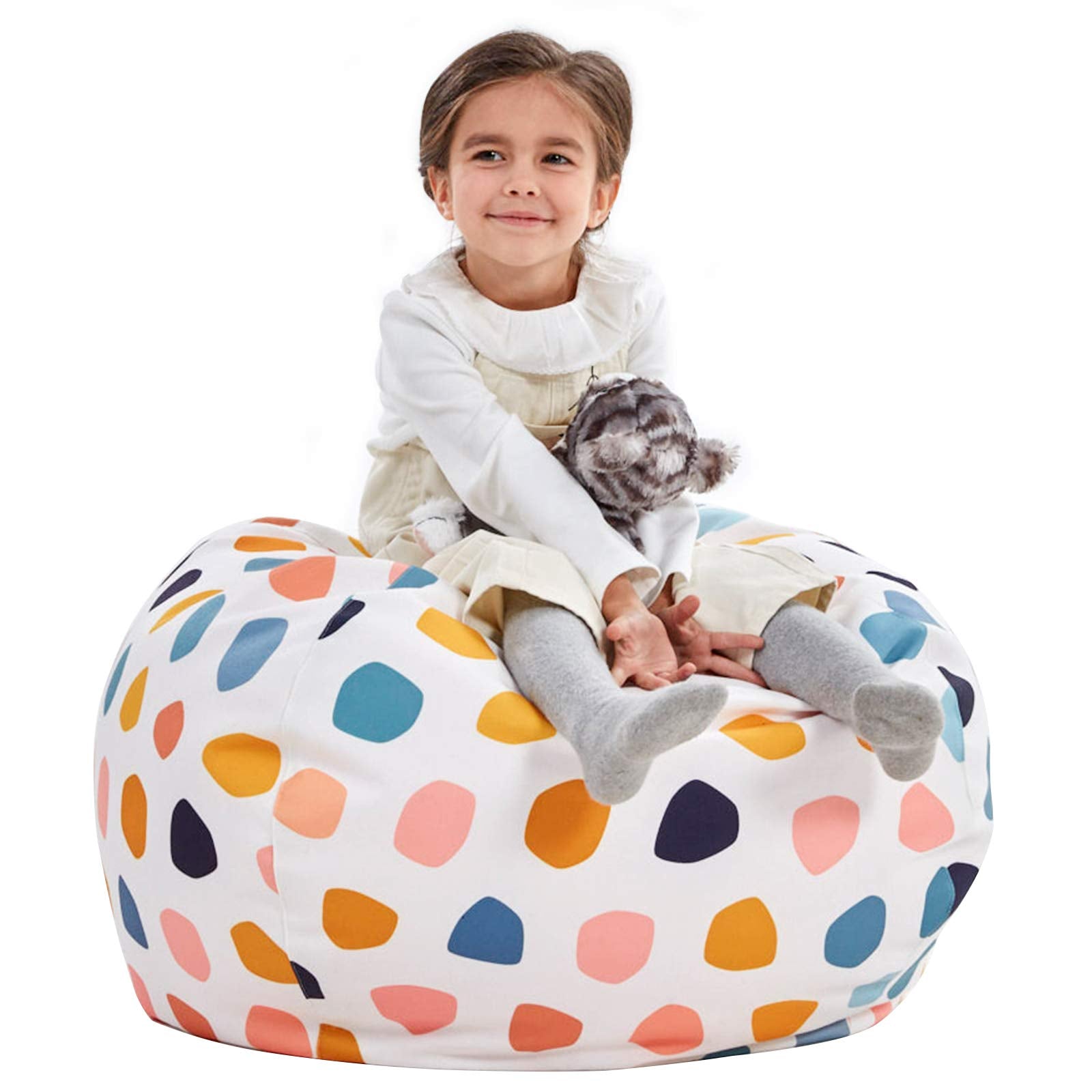 Nobildonna Stuffed Animal Storage Bean Bag Chair Cover Only for Kids Girls Toddler, Large Beanbag Chair Without Filling for Orga