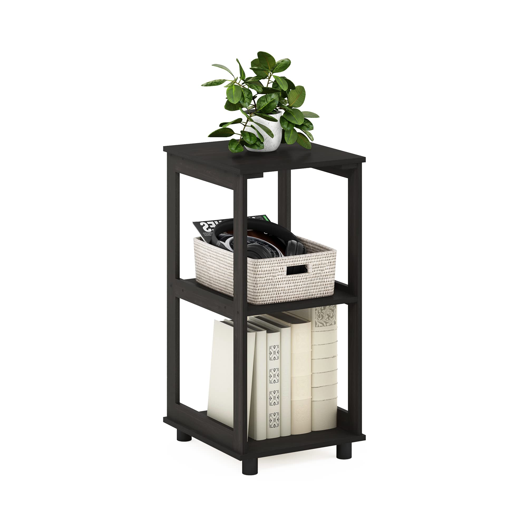 Furinno Romain 2-Tier Tall End Table, Espresso