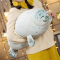 EHOTONG Cute Blob Seal Pillow, Chubby Seal Plush Hug Pillow Soft Stuffed Animal Toy (White, 24)
