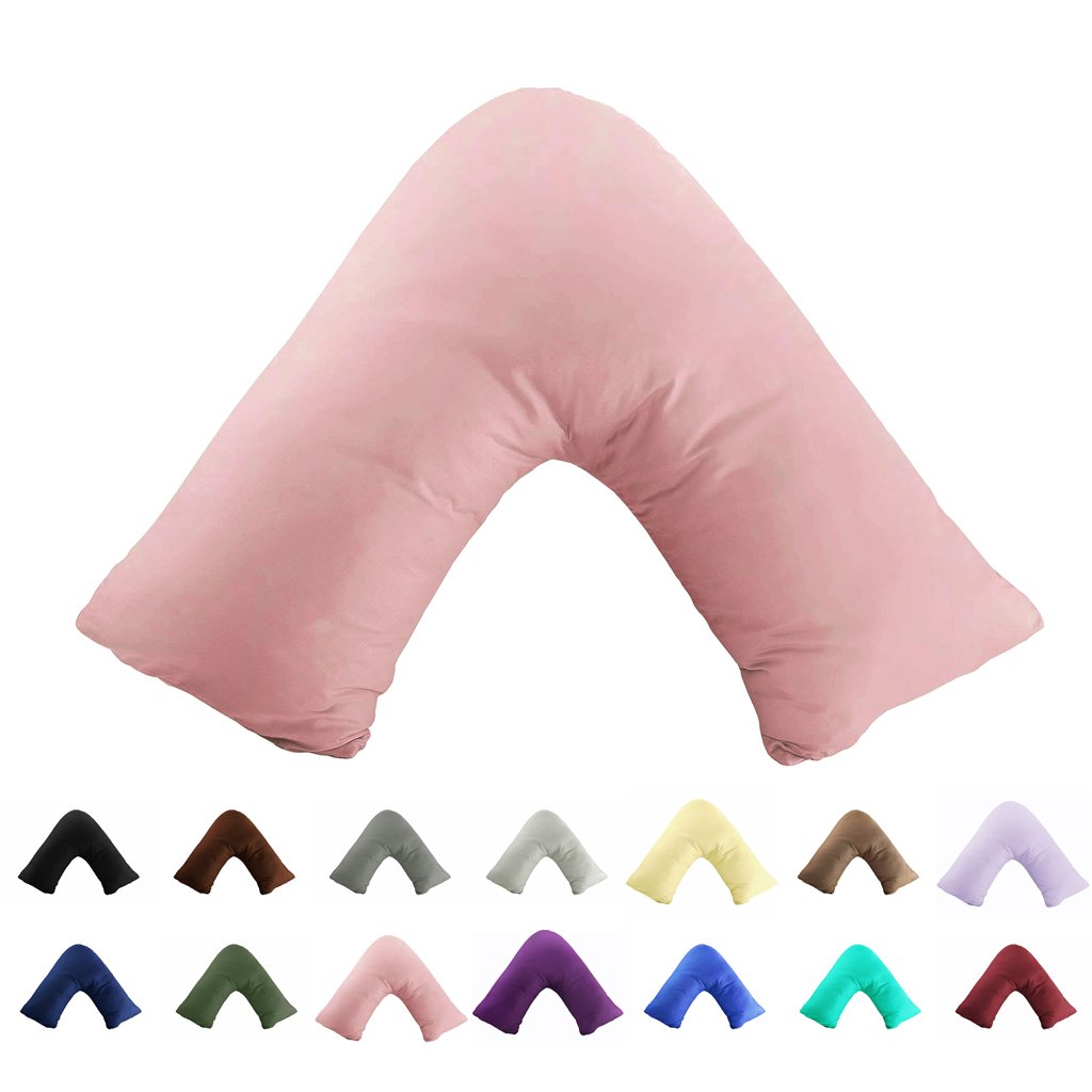 TAOSON 100% Cotton 300 Thread Count Soild Envelope Style V Shaped/Tri/Boomerang Standard Pillow Case Cushion Cover Only Cover No