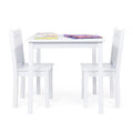 Humble Crew Kids Wooden Table and 2 Chairs Set, White - Square Kids Table and Chair Set for Toddlers and Children for Arts, Craf
