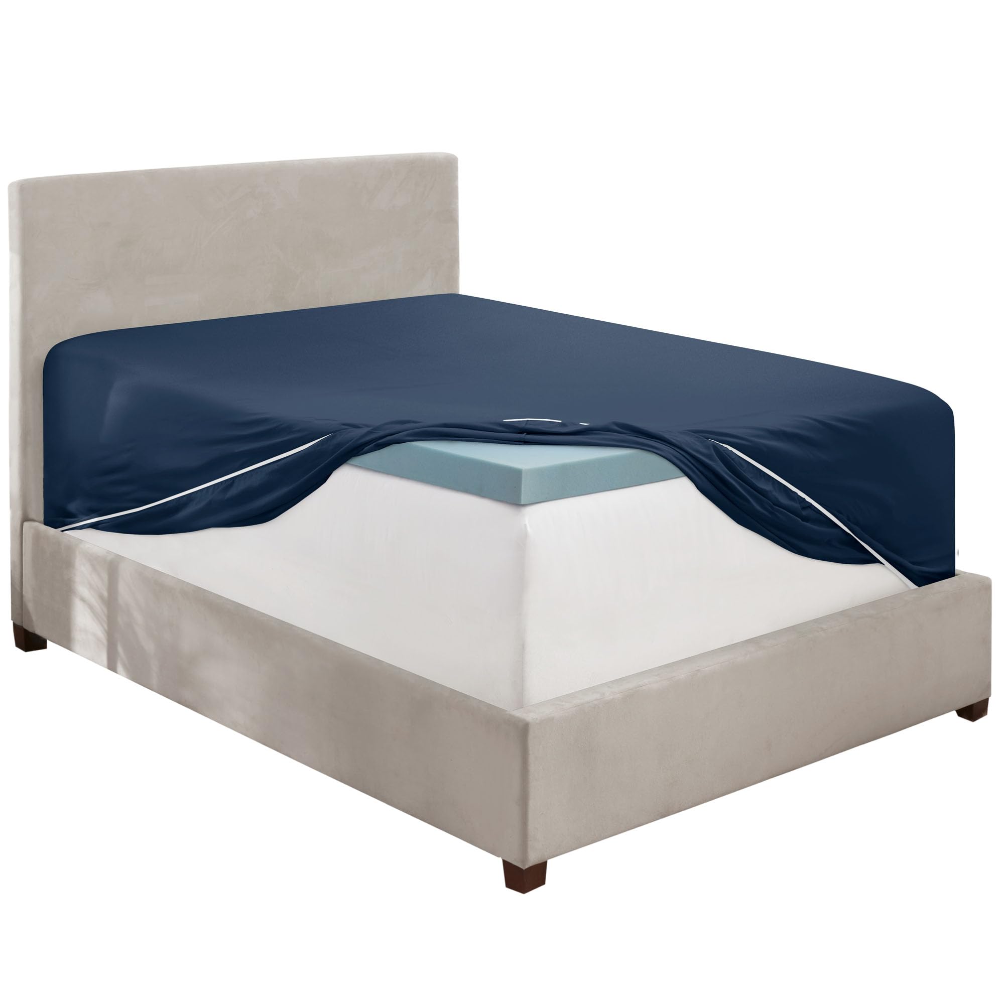 Hearth & Harbor Extra Deep Pocket King Fitted Sheet, Navy Fitted Sheet King Size, 1800 Microfiber King Fitted Sheet Only, Ultra 