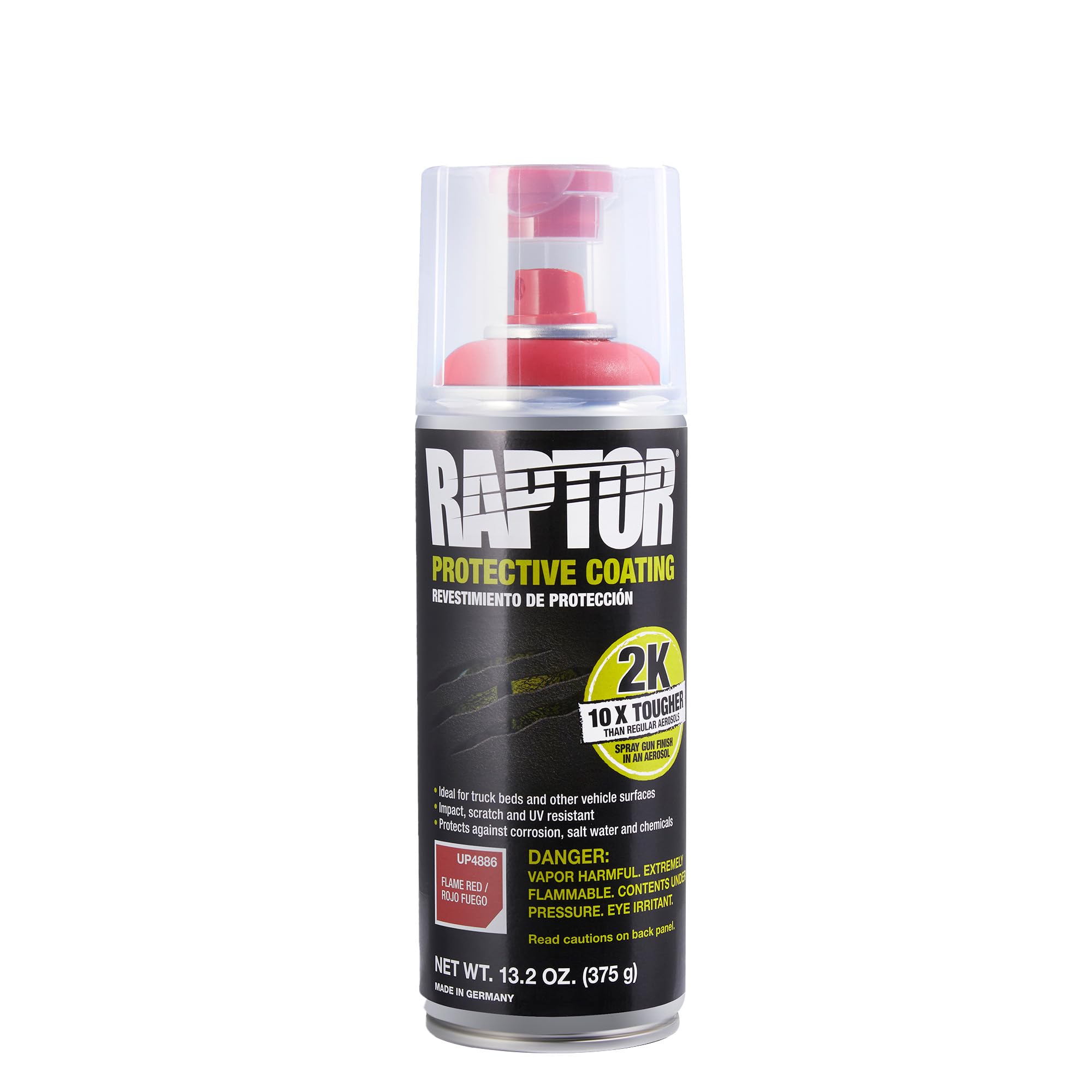 Raptor 2K Bedliner Aerosol, Protective Coating, Spray-On Truck Bed Liner, Impact, Scratch & UV Resistant, Flame Red, 13.2 OZ