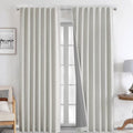 Joydeco 100% Black Out Curtains 108 inch Long 2 Panels Burg Natural Blackout Linen Drapes for Bedroom Living Room Darkening Curt