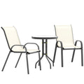 Outsunny 3 Pieces Outdoor Bistro Set, Small Patio Set with Stackable Mesh Chairs and Glass Top Table, High Back Patio Furniture 