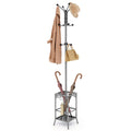 Hoctieon Coat Rack Freestanding, Coat Tree with Umbrella Holder, Metal Coat Rack Stand with 12 Hooks, Standing Coat Hanger Stand