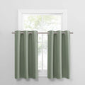 PONY DANCE Sage Green Curtains for Kitchen, (34W x36L in, Set of 2) Kitchen Short Curtains Blackout Tiers Elegant Room Panels wi