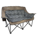 Black Sierra Double Camping Chair for Adults, Oversized Folding Loveseat Supports 600 lbs, Plush Padded Outdoor Couch with Cup H