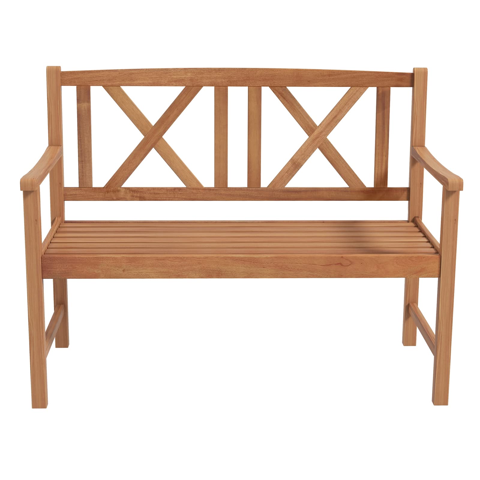 Giantex Patio Garden Bench Loveseat - 2-Person Acacia Wood Bench with Armrest, Backrest, Sturdy Frame, 800lbs Capacity, Outside 