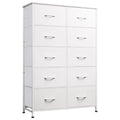 WLIVE Fabric Dresser for Bedroom with 10 Drawers, Tall Chest of Drawers, White Dressers Bedroom Furniture, Storage Organizer Uni