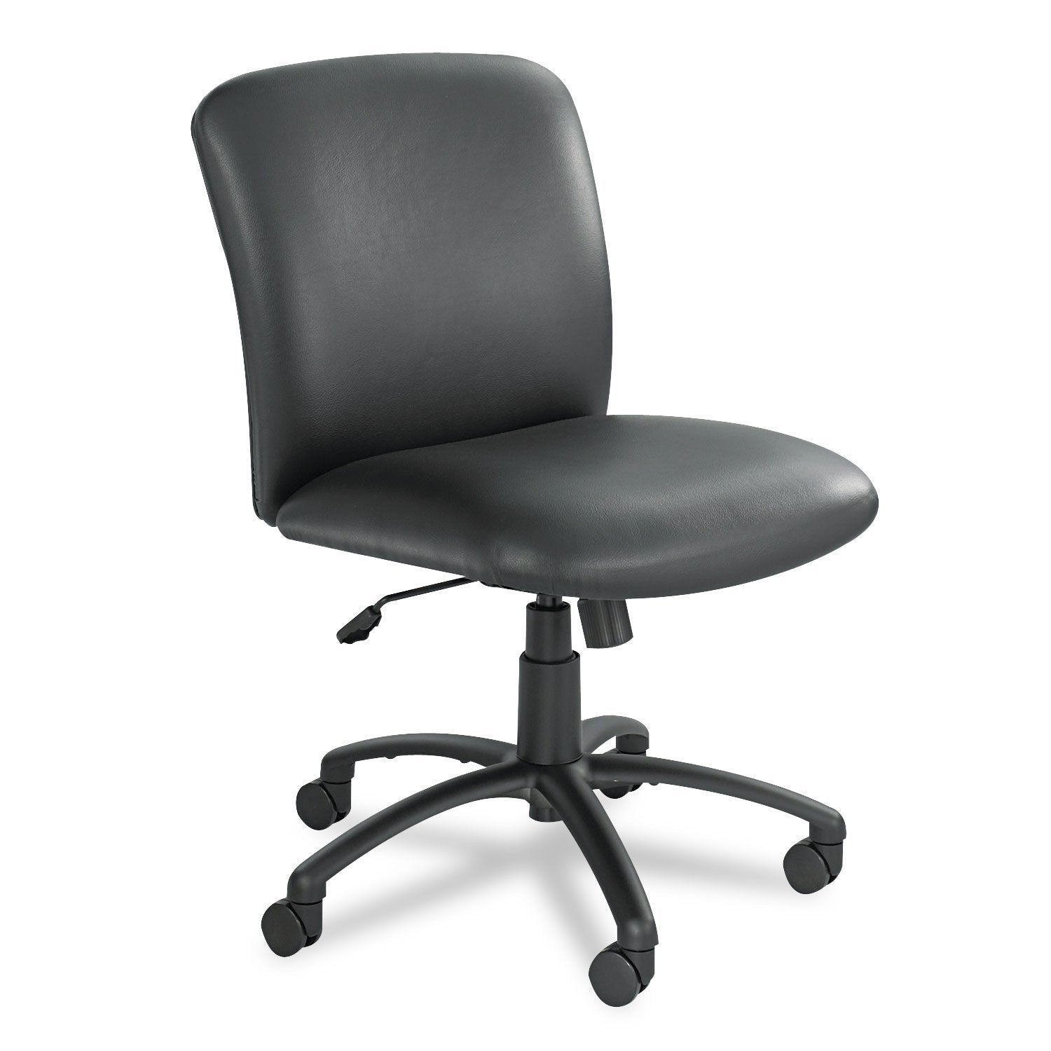 Safco Products Uber Big and Tall Mid Back Chair 3491BV, Black Vinyl, Rated for 24-7 Use, Holds up to 500 lbs. (Optional arms Sol