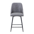 Jofran Maddox Mid-Century Modern Faux Leather Upholstered Counter Height Barstool Set of 2, 19 W X 22.5 D X 35.5 H, Grey