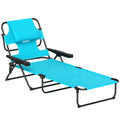 Outsunny Tanning Chaise Lounge Chair, 4-Position Beach Chair with Face & Arm Holes, Pillow headrest, Adjustable Sunbathing Chair