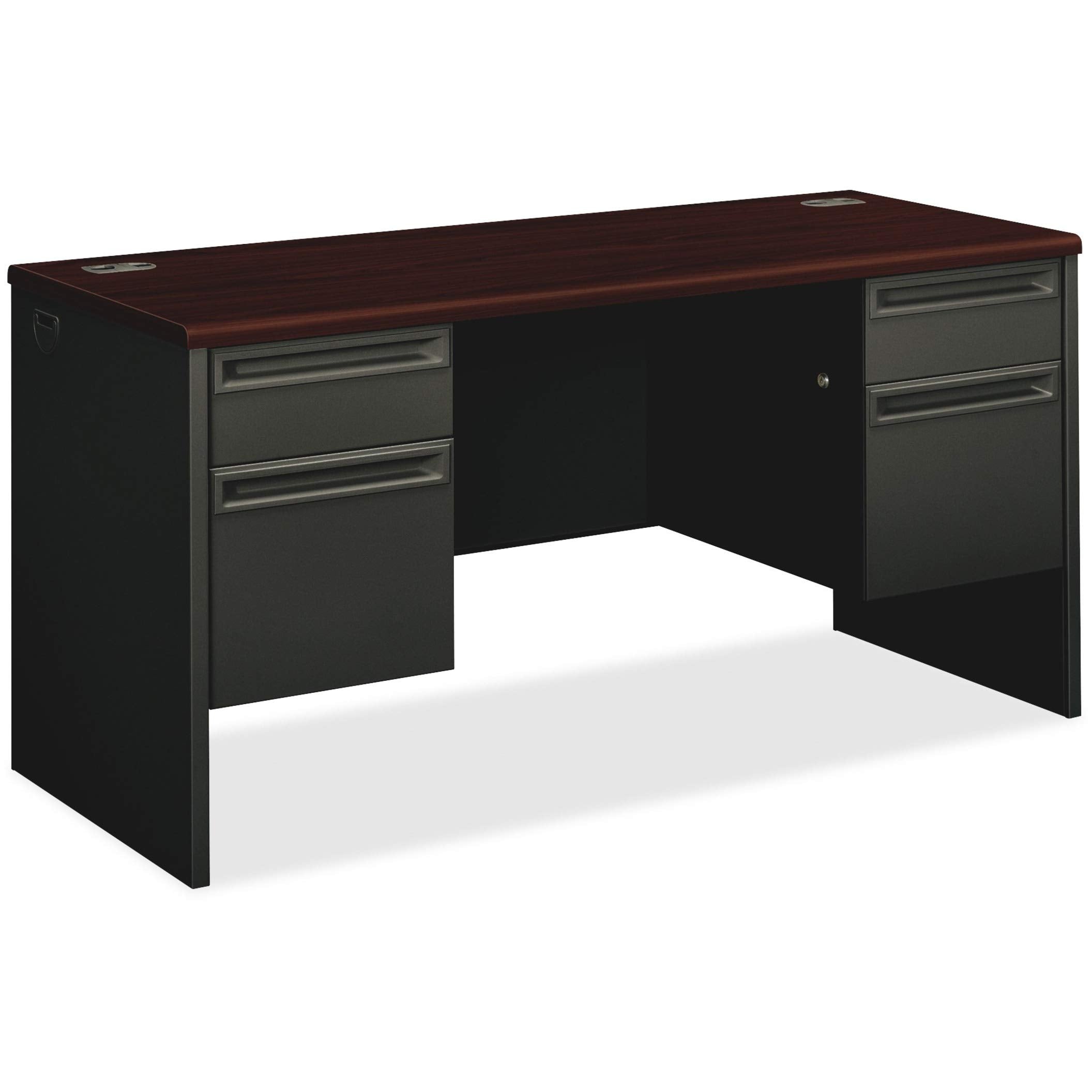 HON 38000 Series 60 by 24 by 29-1/2-Inch Kneespace Credenza, Charcoal Frame, Mahogany Top