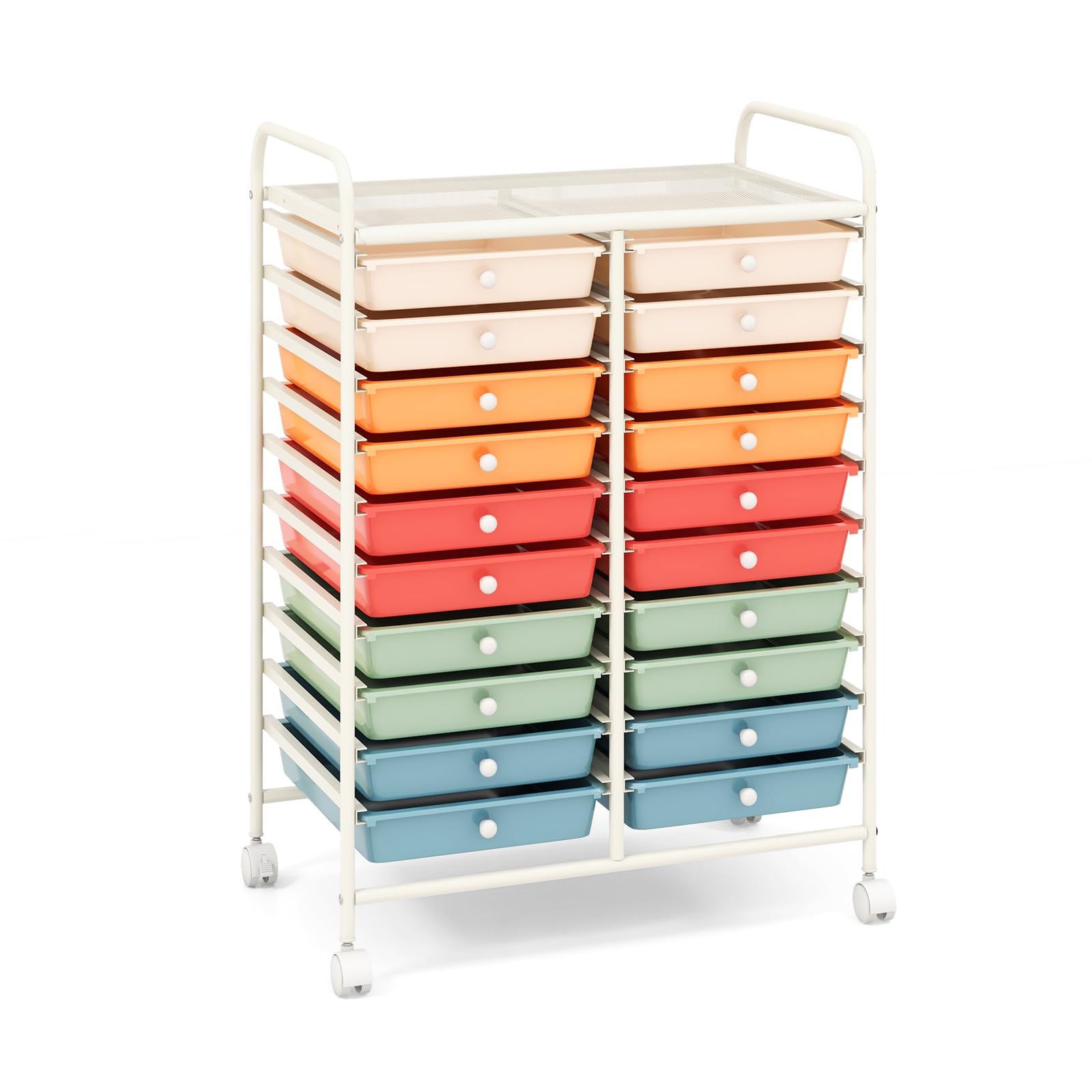 GOFLAME 20-Drawer Rolling Storage Cart, Multifunctional Art Craft Organizer Cart, Mobile Utility Storage Cart with Removable Dra