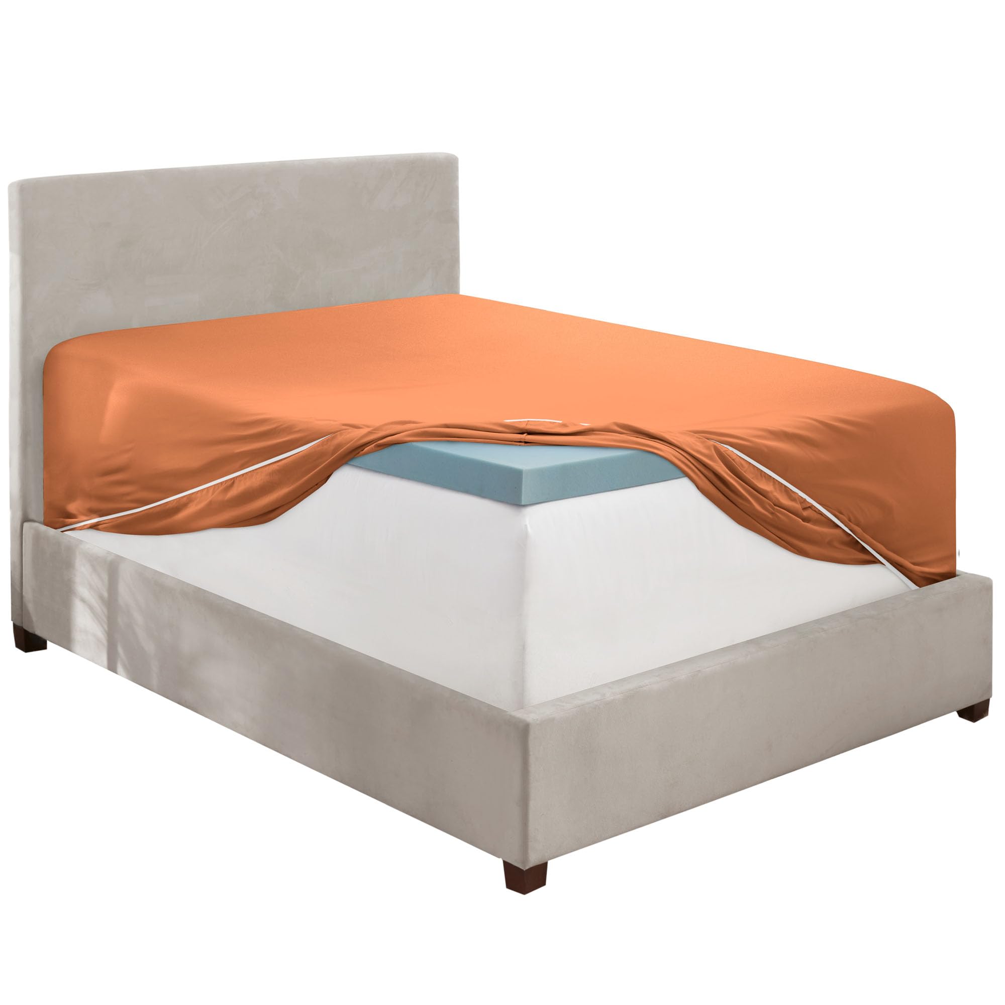 Hearth & Harbor Rust Fitted Sheet Queen Size, Extra Deep Pocket Queen Fitted Sheet Only, 1800 Microfiber Fitted Bed Sheet, Ultra