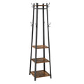 VASAGLE ALINRU Coat Rack with 3 Shelves, Stand with Hooks for Scarves, Bags and Umbrellas, Steel Frame, Industrial Style, Rustic