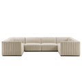 Modway Conjure 6Pcs U-Shaped Channel Tufted Fabric Sectional in Black/Beige