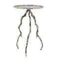 Benjara 24 Inch Accent Table, Aluminum Metal Branch Tripod Legs, Silver