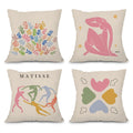 heilkee Matisse Decor Danish Pastel Throw Pillow Covers Set of 4 Decorative Soft Pillowcase Minimalist Room Decor Aesthetic Squa