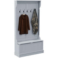 HOMCOM 71 Inch 3-In-1 Hall Tree Storage Bench and Coat Rack with 5 Steel Double Hooks, and Anti-Topple Anchor for Entryway, Gray
