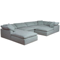 Sunset Trading Contemporary Puff Collection 7PC 176 Slipcovered Modular U-Shaped Pit Sectional Sofa, DownFilled Chaise Lounge Co