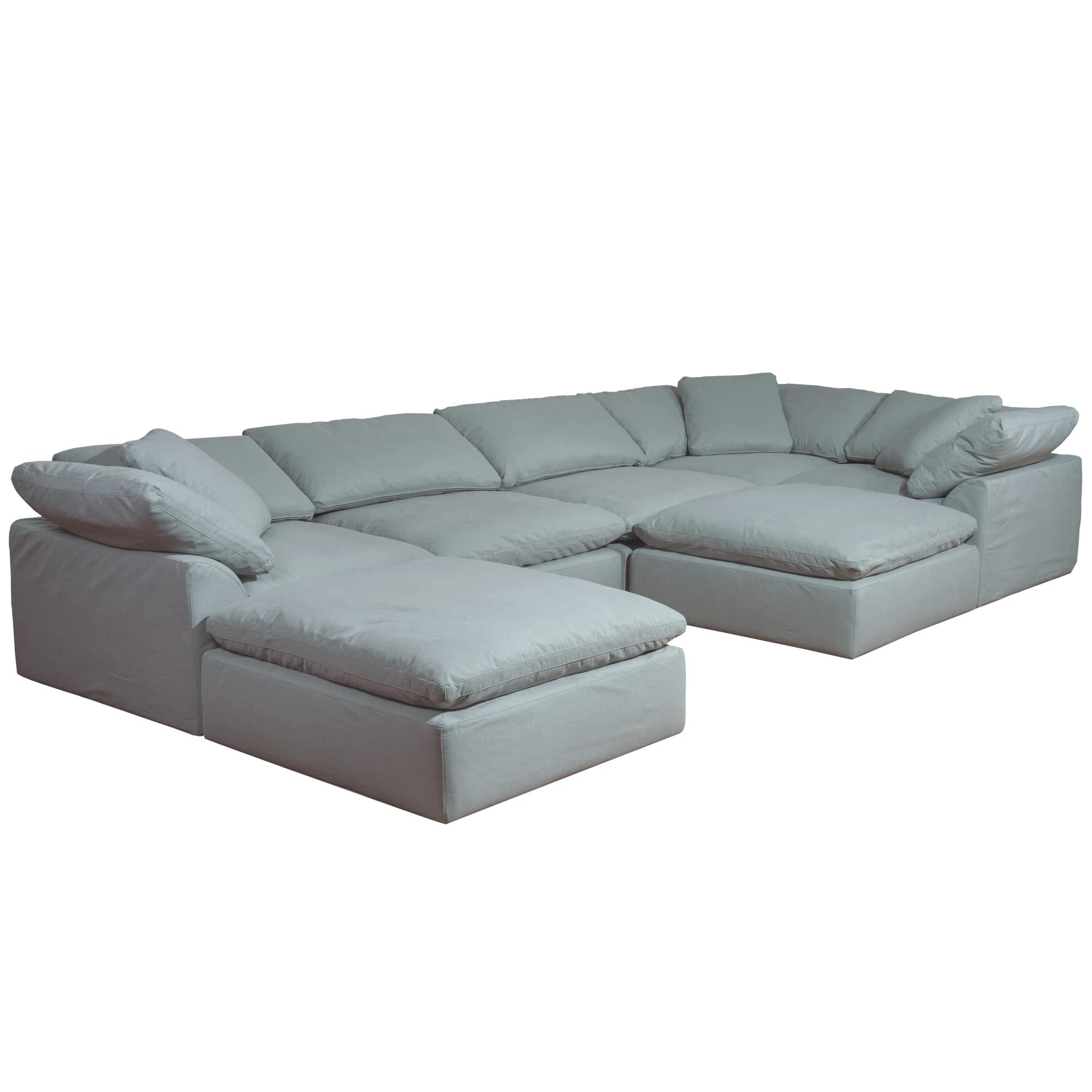 Sunset Trading Contemporary Puff Collection 7PC 176 Slipcovered Modular U-Shaped Pit Sectional Sofa, DownFilled Chaise Lounge Co